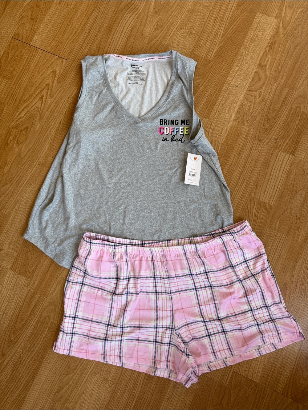 Cozy Gray Tank & Pink Plaid Sleep Short Set - Women’s Pajama Set